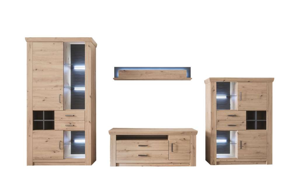 uno Wohnkombination  Marian ¦ holzfarben ¦ Maße (cm): B: 371 H: 211 T: 55 Wohnwände - Höffner