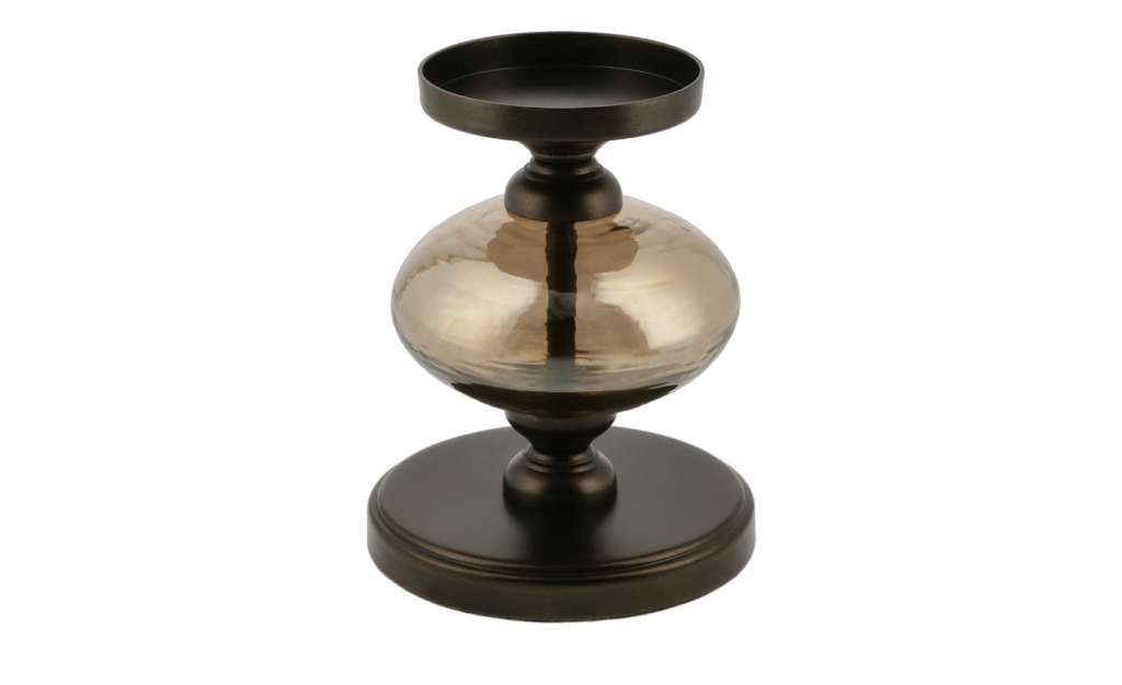 Kerzenständer ¦ braun ¦ Glas , Metall ¦ Maße (cm): H: 16,8 Ø: 12.5 Dekoration > Kerzen & Lichter > Kerzenständer - Höffner
