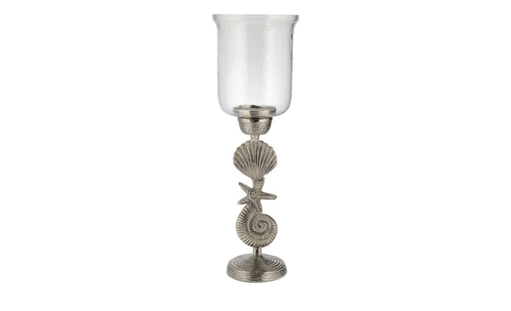 Windlicht ¦ silber ¦ Metall, Glas  ¦ Maße (cm): H: 48,5 Ø: 13.5 Dekoration > Laternen & Windlichter - Höffner