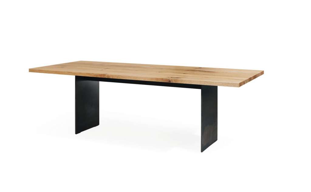 Janua - SC 41 Tisch - europ. Nussbaum - Wangen Verkehrsweiß pulverbeschichtet 300x90 - indoor
