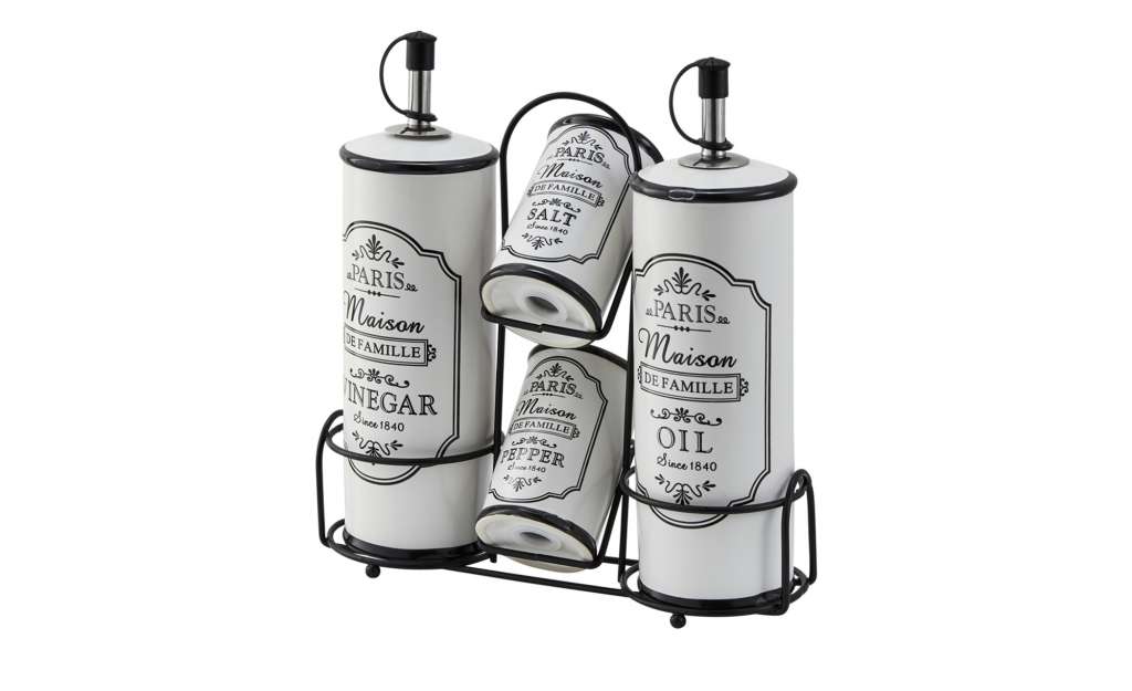 for friends Öl-Essig-Set, 5-teilig  Paris ¦ weiß ¦ Steinzeug Küchenzubehör & Helfer > Pfefferstreuer & Gewürzmühlen - Höffner