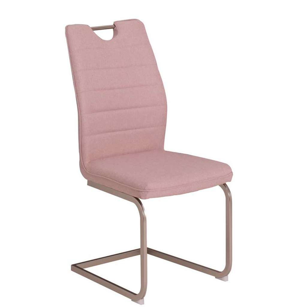 Freischwinger in Rosa Webstoff modern (4er Set)