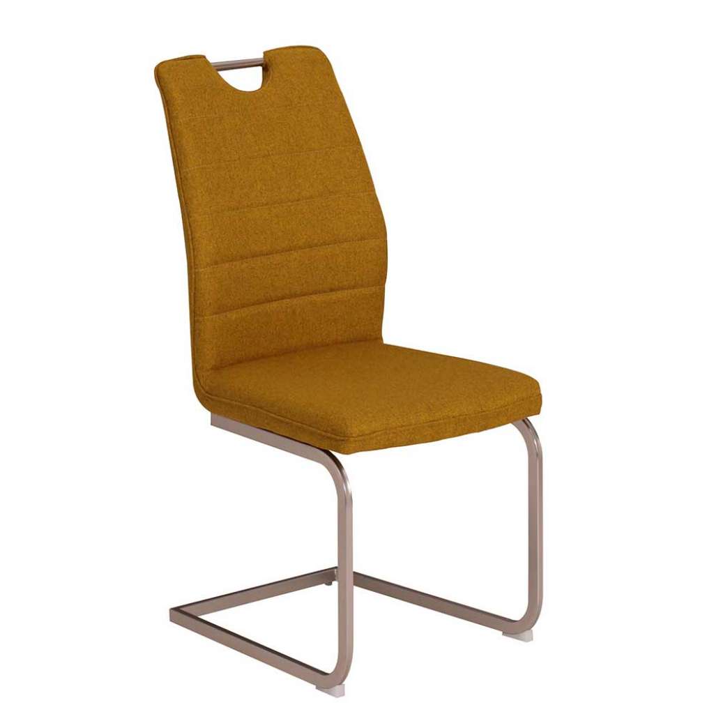 Freischwingerstühle in Gelb Webstoff hoher Lehne (4er Set)