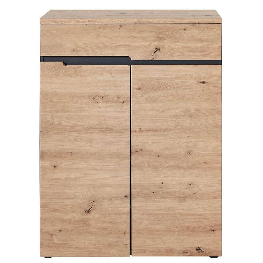 Schuhschrank in Wildeiche Optik und Dunkelgrau 80 cm breit