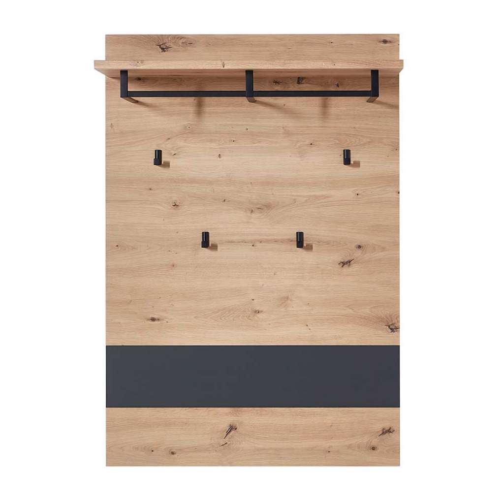 Hängegarderobe in Wildeichefarben und Dunkelgrau 80 cm breit