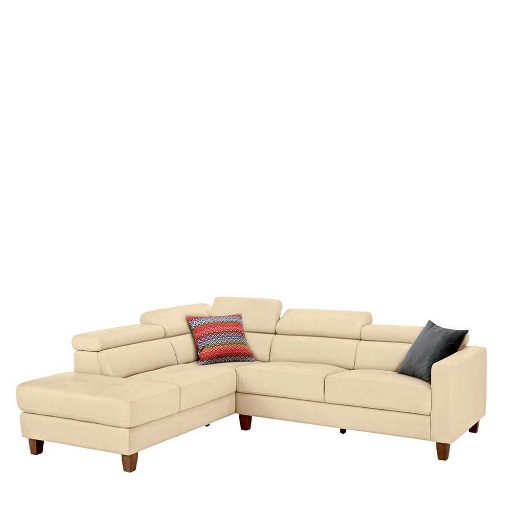 Sofaecke aus Echtleder Cremefarben Armlehnen