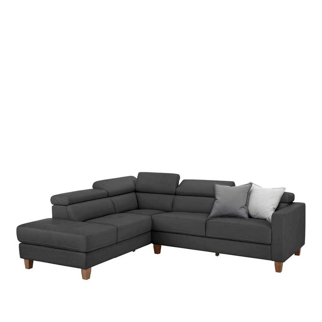 Eckcouch aus Kunstleder Grau 255 cm breit