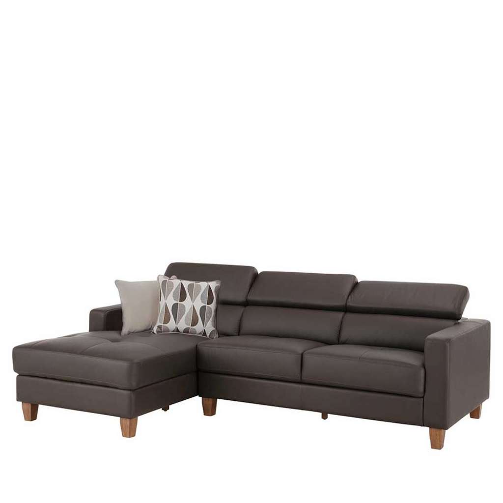 Lederecksofa in Dunkelbraun Armlehnen