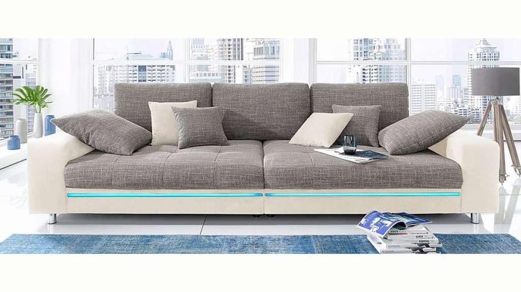 Nova Via Big-Sofa, wahlweise mit Kaltschaum (140kg Belastung/Sitz) und RGB-LED-Beleuchtung