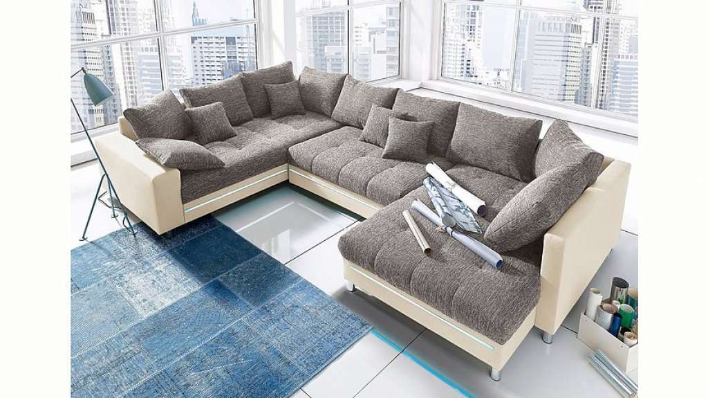 Nova Via Wohnlandschaft, wahlweise mit Kaltschaum (140kg Belastung/Sitz) und RGB-LED-Beleuchtung