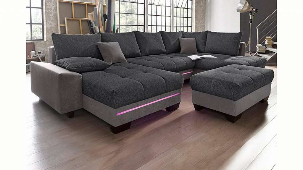 Nova Via Wohnlandschaft, wahlweise mit Kaltschaum (140kg Belastung/Sitz) und Bluetooth-Soundsystem, sowie RGB-LED-Beleuchtung
