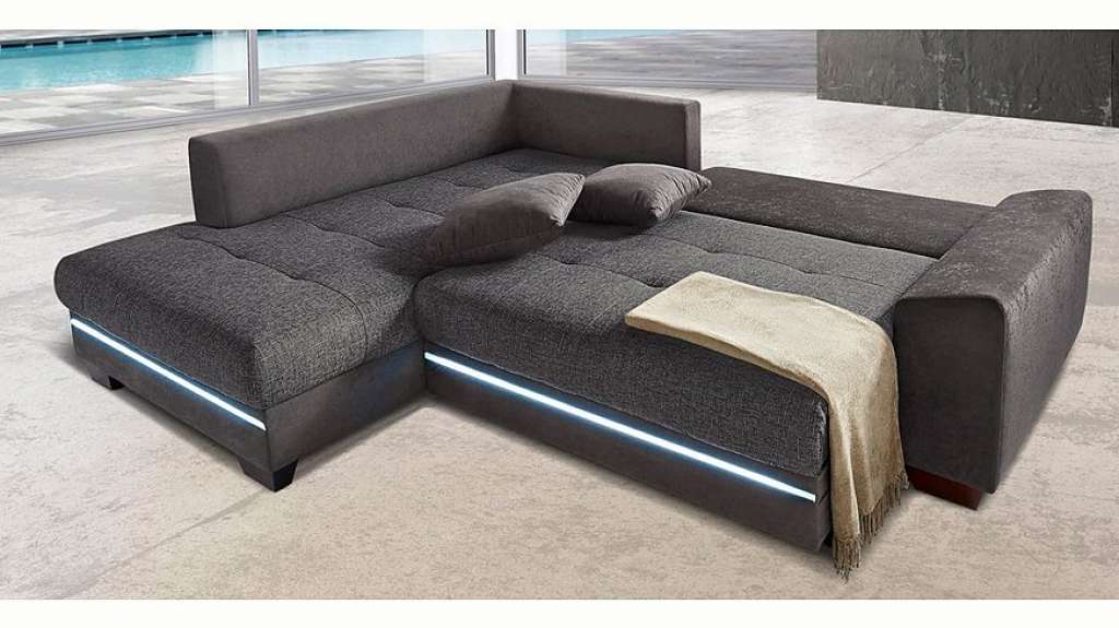 Nova Via Ecksofa, wahlweise mit Kaltschaum (140kg Belastung/Sitz), Bettfunktion, mit RGB-LED-Beleuchtung, wahlweise mit Bluetooth-Soundsystem