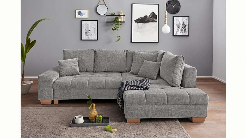 Nova Via Ecksofa, wahlweise mit Kaltschaum (140kg Belastung/Sitz), AquaClean-Stoff für leichte Reinigung mit Wasser und Bettfunktion / Bettkasten
