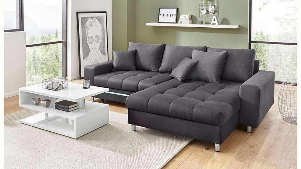 Nova Via Ecksofa, wahlweise mit Kaltschaum (140kg Belastung/Sitz), RGB-LED-Beleuchtung und Bettfunktion