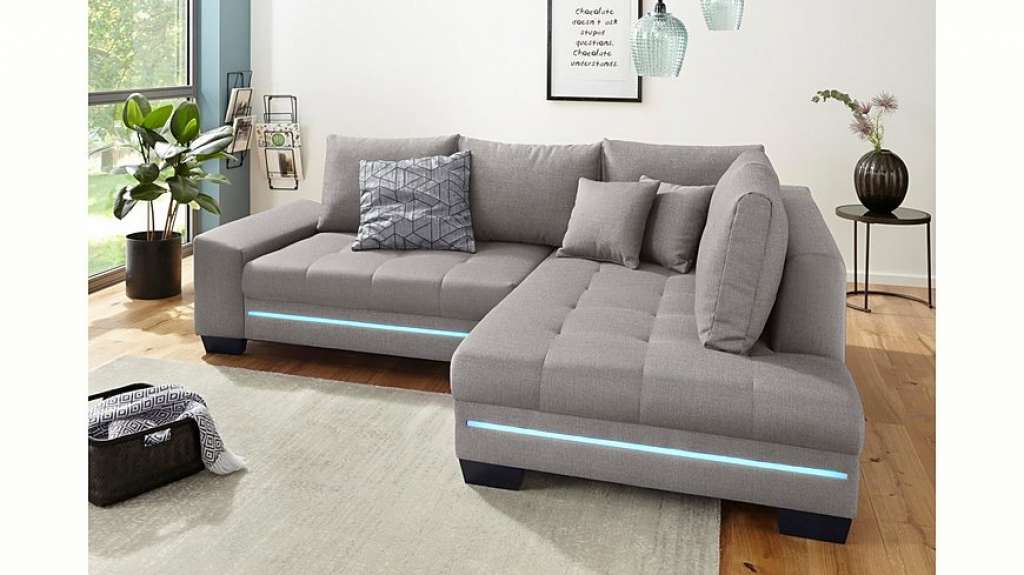 Nova Via Ecksofa, wahlweise mit Kaltschaum (140kg Belastung/Sitz), mit RGB-LED-Beleuchtung, Bluetooth-Soundsystem und Bettfunktion