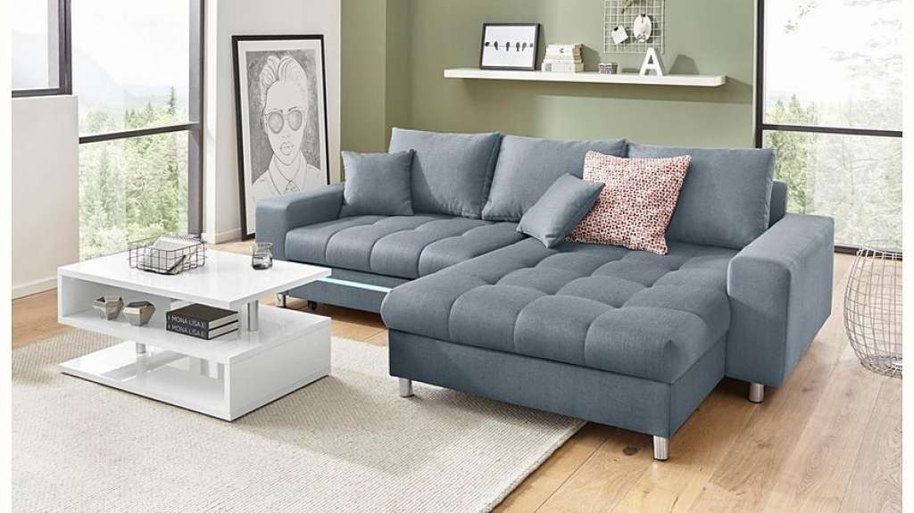 Nova Via Ecksofa, wahlweise mit Kaltschaum (140kg Belastung/Sitz), RGB-LED-Beleuchtung und Bettfunktion