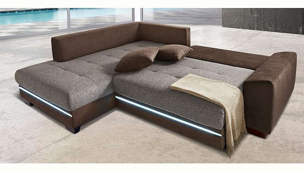 Nova Via Ecksofa, wahlweise mit Kaltschaum (140kg Belastung/Sitz), Bettfunktion, mit RGB-LED-Beleuchtung, wahlweise mit Bluetooth-Soundsystem