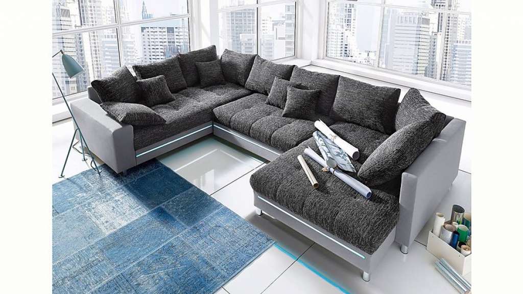 Nova Via Wohnlandschaft, wahlweise mit Kaltschaum (140kg Belastung/Sitz) und RGB-LED-Beleuchtung