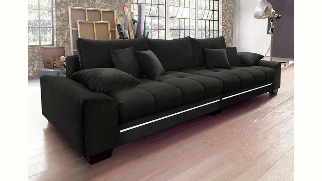 Nova Via Big-Sofa, wahlweise mit Kaltschaum (140kg Belastung/Sitz), mit RGB-LED-Beleuchtung und Bluetooth-Soundsystem