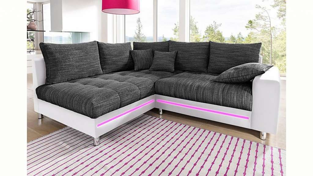 Nova Via Ecksofa, wahlweise mit Kaltschaum (140kg Belastung/Sitz), RGB-LED-Beleuchtung und Bettfunktion