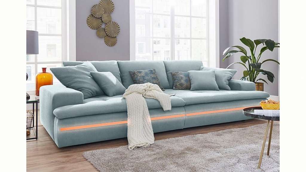 Nova Via Big-Sofa, wahlweise mit Kaltschaum (140kg Belastung/Sitz) und RGB-LED-Beleuchtung
