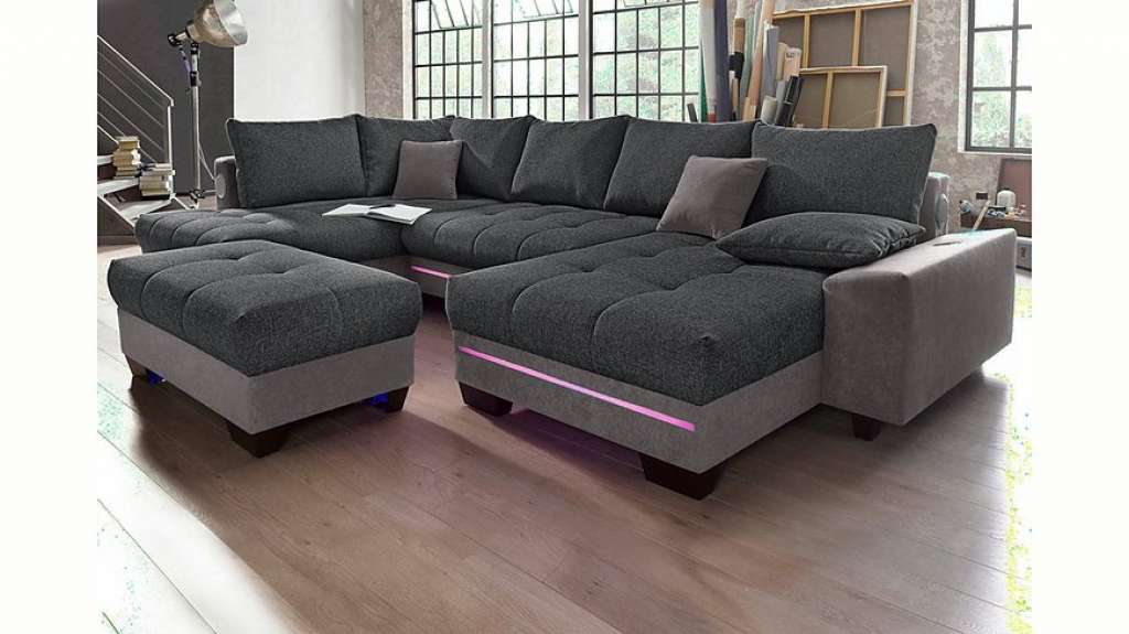 Nova Via Wohnlandschaft, wahlweise mit Kaltschaum (140kg Belastung/Sitz) und Bluetooth-Soundsystem, sowie RGB-LED-Beleuchtung