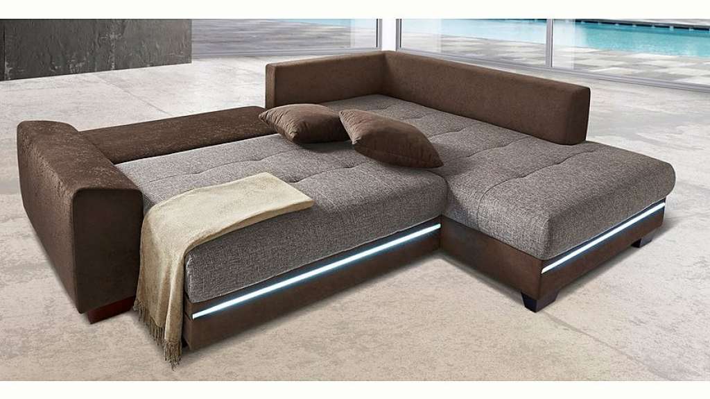 Nova Via Ecksofa, wahlweise mit Kaltschaum (140kg Belastung/Sitz), Bettfunktion, mit RGB-LED-Beleuchtung, wahlweise mit Bluetooth-Soundsystem