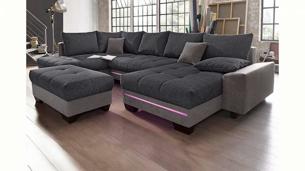 Nova Via Wohnlandschaft, wahlweise mit Kaltschaum (140kg Belastung/Sitz) und Bluetooth-Soundsystem, sowie RGB-LED-Beleuchtung