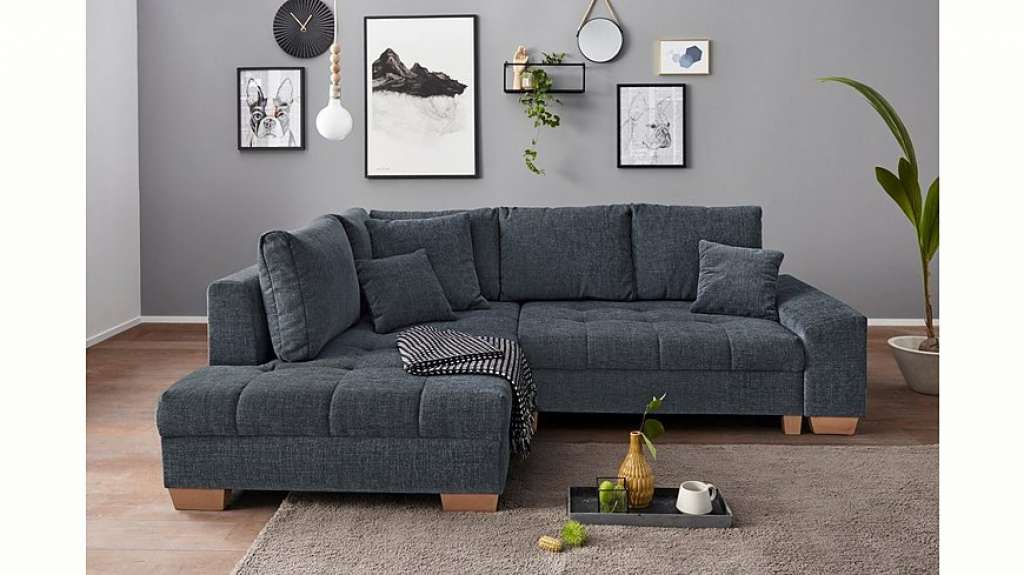 Nova Via Ecksofa, wahlweise mit Kaltschaum (140kg Belastung/Sitz), AquaClean-Stoff für leichte Reinigung mit Wasser und Bettfunktion / Bettkasten