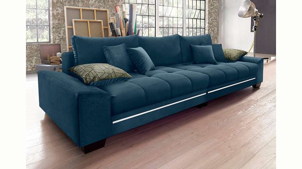 Nova Via Big-Sofa, wahlweise mit Kaltschaum (140kg Belastung/Sitz), mit RGB-LED-Beleuchtung und Bluetooth-Soundsystem