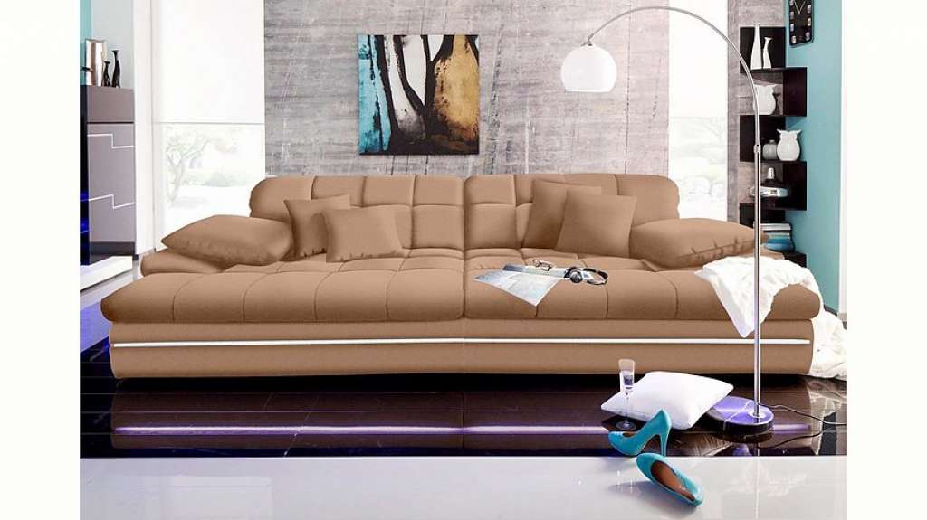 Nova Via Big-Sofa, wahlweise mit Kaltschaum (140kg Belastung/Sitz) und RGB-LED-Beleuchtung