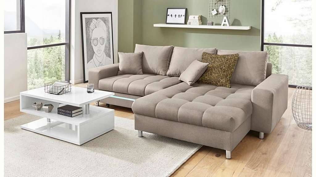 Nova Via Ecksofa, wahlweise mit Kaltschaum (140kg Belastung/Sitz), RGB-LED-Beleuchtung und Bettfunktion