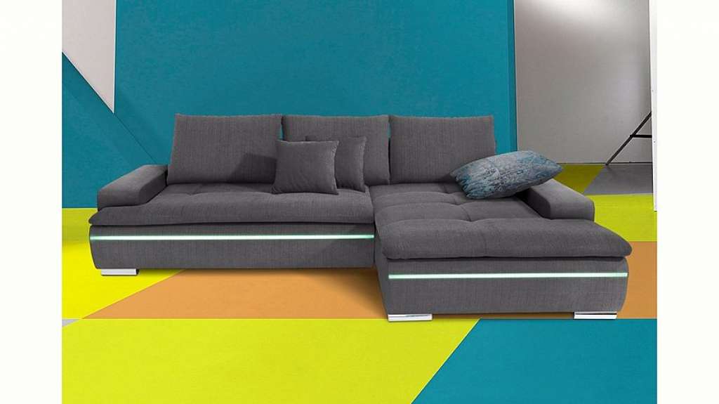 Nova Via Ecksofa, wahlweise mit Kaltschaum (140kg Belastung/Sitz), RGB-LED-Beleuchtung und Bettfunktion