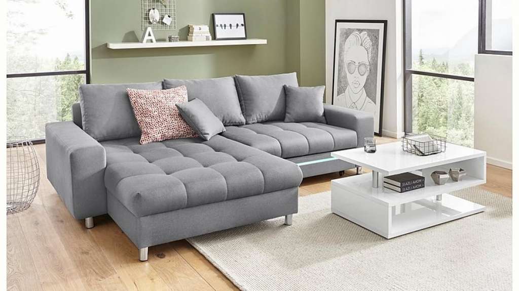 Nova Via Ecksofa, wahlweise mit Kaltschaum (140kg Belastung/Sitz), RGB-LED-Beleuchtung und Bettfunktion