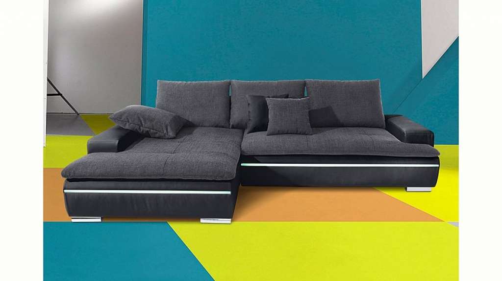 Nova Via Ecksofa, wahlweise mit Kaltschaum (140kg Belastung/Sitz), RGB-LED-Beleuchtung und Bettfunktion