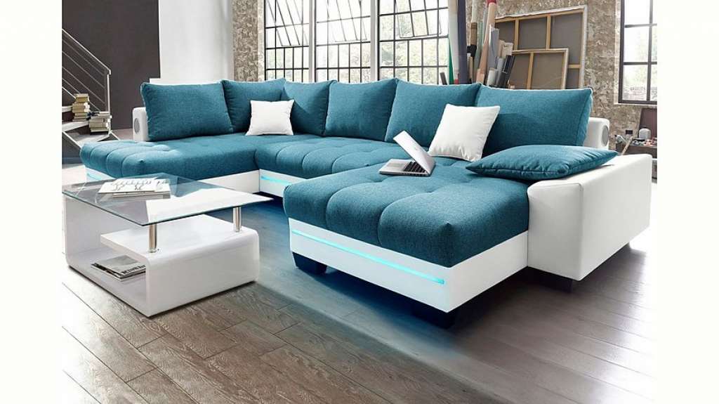 Nova Via Wohnlandschaft, wahlweise mit Kaltschaum (140kg Belastung/Sitz) und Bluetooth-Soundsystem, sowie RGB-LED-Beleuchtung