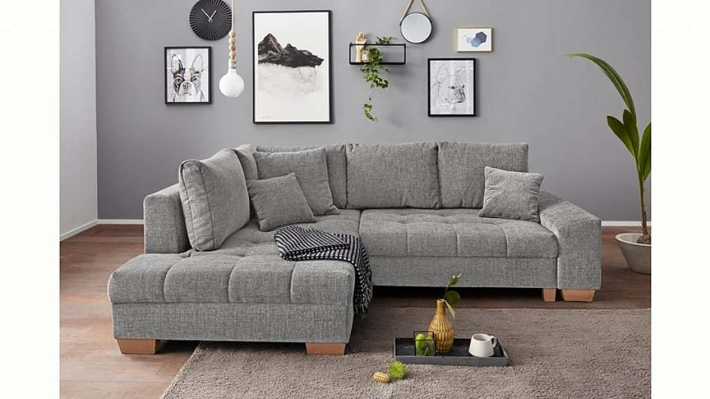 Nova Via Ecksofa, wahlweise mit Kaltschaum (140kg Belastung/Sitz), AquaClean-Stoff für leichte Reinigung mit Wasser und Bettfunktion / Bettkasten