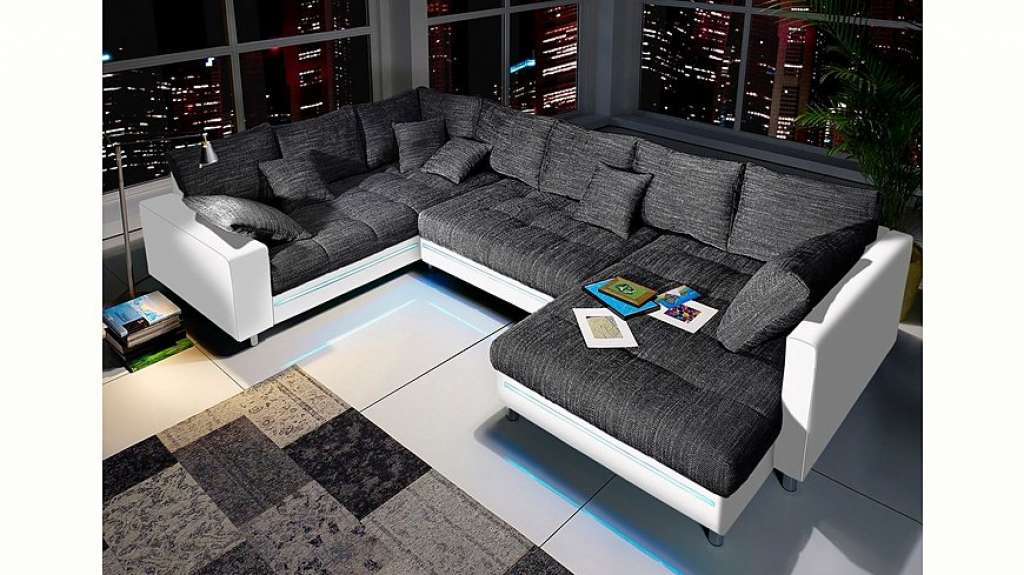 Nova Via Wohnlandschaft, wahlweise mit Kaltschaum (140kg Belastung/Sitz) und RGB-LED-Beleuchtung