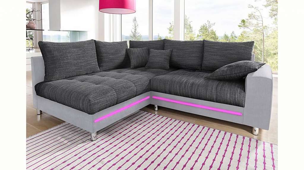 Nova Via Ecksofa, wahlweise mit Kaltschaum (140kg Belastung/Sitz), RGB-LED-Beleuchtung und Bettfunktion