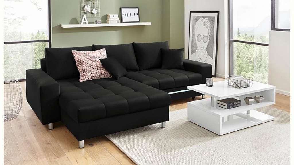 Nova Via Ecksofa, wahlweise mit Kaltschaum (140kg Belastung/Sitz), RGB-LED-Beleuchtung und Bettfunktion