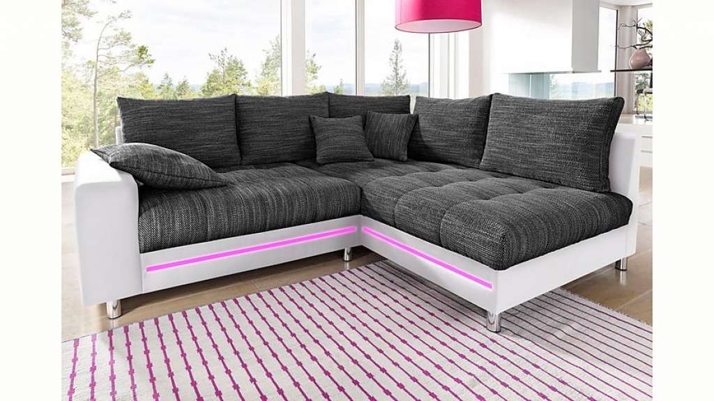 Nova Via Ecksofa, wahlweise mit Kaltschaum (140kg Belastung/Sitz), RGB-LED-Beleuchtung und Bettfunktion