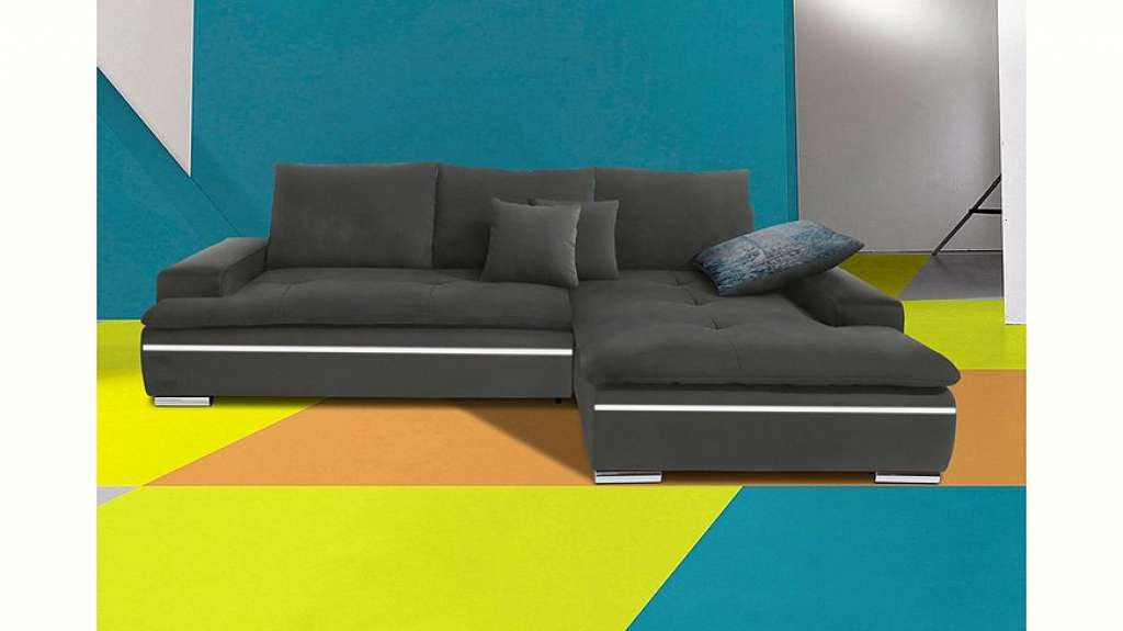 Nova Via Ecksofa, wahlweise mit Kaltschaum (140kg Belastung/Sitz), RGB-LED-Beleuchtung und Bettfunktion