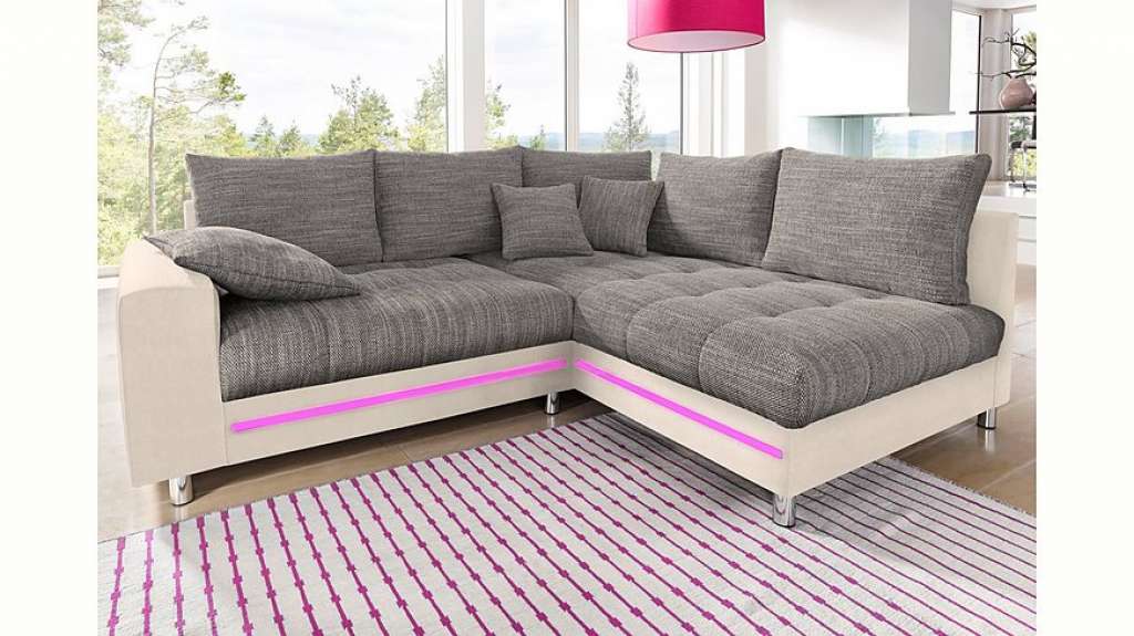 Nova Via Ecksofa, wahlweise mit Kaltschaum (140kg Belastung/Sitz), RGB-LED-Beleuchtung und Bettfunktion