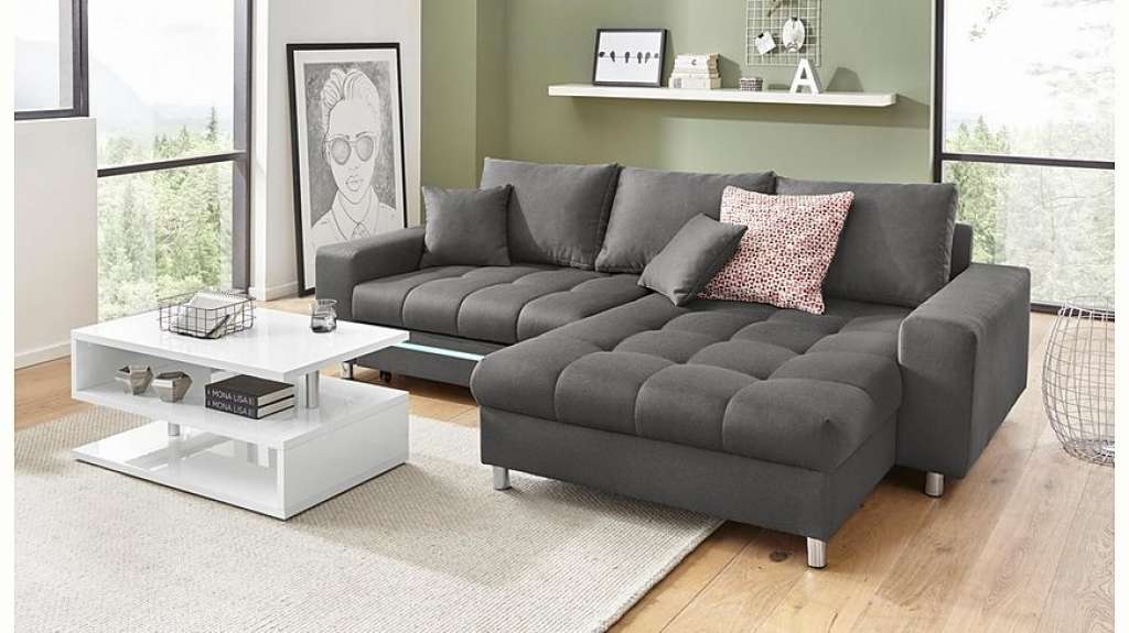 Nova Via Ecksofa, wahlweise mit Kaltschaum (140kg Belastung/Sitz), RGB-LED-Beleuchtung und Bettfunktion