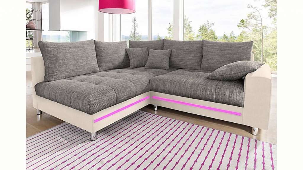 Nova Via Ecksofa, wahlweise mit Kaltschaum (140kg Belastung/Sitz), RGB-LED-Beleuchtung und Bettfunktion