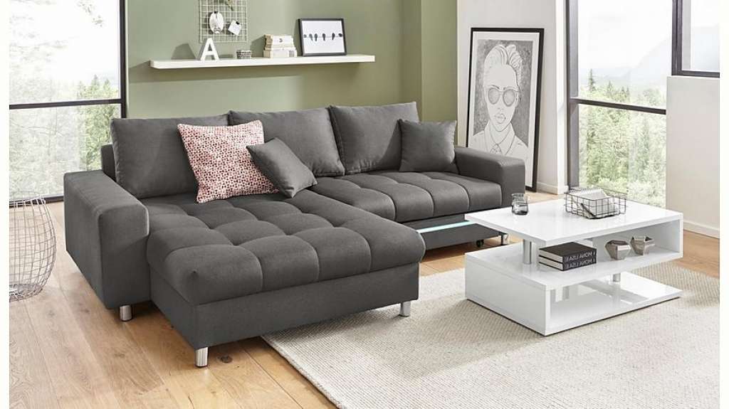 Nova Via Ecksofa, wahlweise mit Kaltschaum (140kg Belastung/Sitz), RGB-LED-Beleuchtung und Bettfunktion