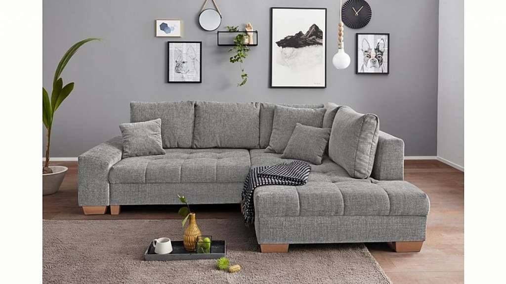 Nova Via Ecksofa, wahlweise mit Kaltschaum (140kg Belastung/Sitz), AquaClean-Stoff für leichte Reinigung mit Wasser und Bettfunktion / Bettkasten
