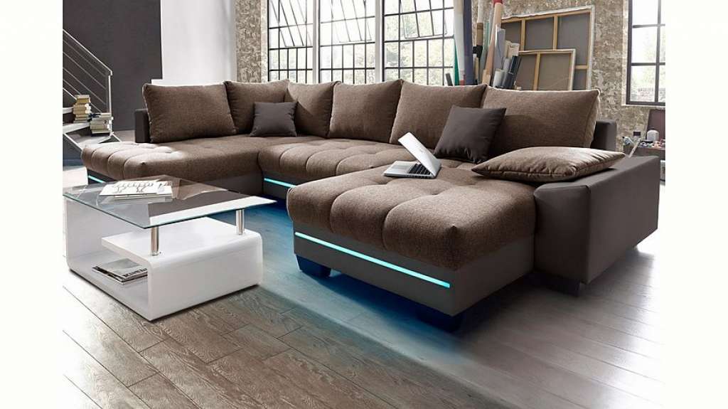 Nova Via Wohnlandschaft, wahlweise mit Kaltschaum (140kg Belastung/Sitz) und Bluetooth-Soundsystem, sowie RGB-LED-Beleuchtung