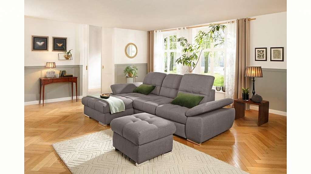 DELAVITA Ecksofa »Lotus«, mit Recamierenabschluss, Sitztiefenverstellung, in 4 Bezugsarten, wahlweise auch mit Kopfteil- und Armlehenverstellung und Bettfunktion