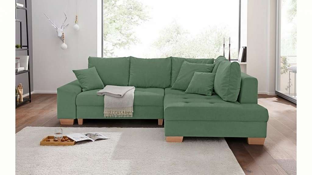 Nova Via Ecksofa, wahlweise mit Kaltschaum (140kg Belastung/Sitz), AquaClean-Stoff für leichte Reinigung mit Wasser und Bettfunktion / Bettkasten